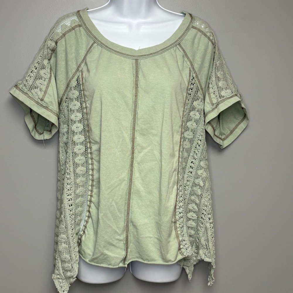 POL Mint Green Western Countrycore Oversized Boho Lace Top‎ Womens Sz S